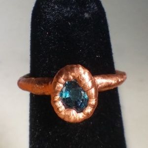 TVD Blue Topaz Copper Electroform Ring SZ 4